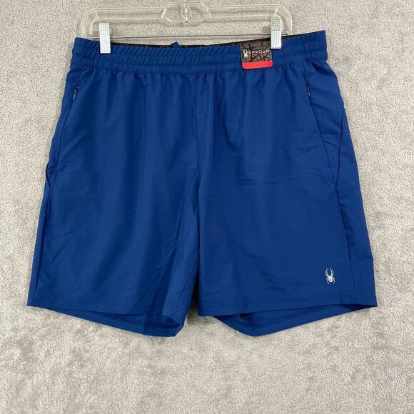 NEW Spyder Active Mens M Athletic Shorts Royal Blue Polyester Blend - Picture 2 of 7